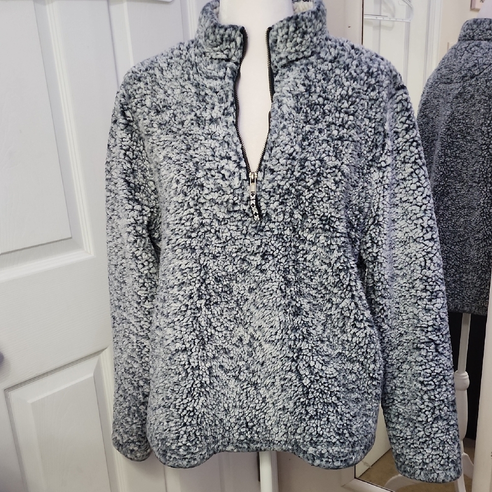 Time and Tru Blue and White Sherpa Jacket Size 12-14